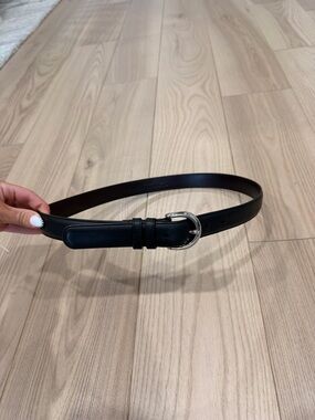 Coach Black Leather Belt with Silver Accent